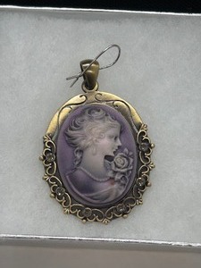 Large Purple Cameo Pendant