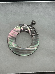 Cutout Circle Pendant Simulated Abalone Sterling Silver
