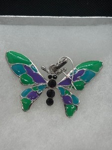 Large Silver Rhinestone Butterfly Pendant
