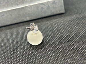 Small Sterling Silver White Stone Apple Pendant