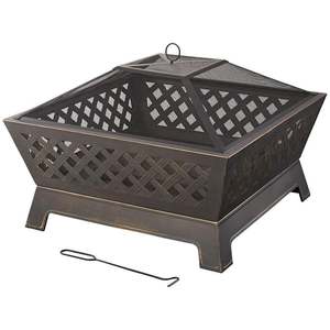 lot 53 image: Hampton Bay Tipton 34.00 in. W Rubbed Bronze Steel Wood Outdoor Fire Pit with Screen and Poker Included