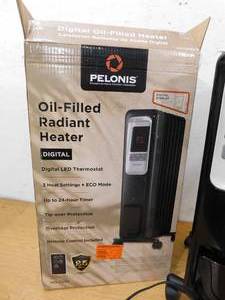 lot 42 image: Pelonis 1,500-Watt Digital Electric Oil-Filled Radiant Portable Space Heater