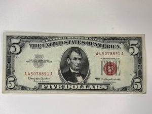 FIVE DOLLAR RED SEAL NOTE SERIES 1963