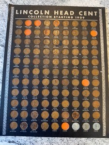 LINCOLN HEAD CENT COLLECTION SHEET - NOT COMPLETE