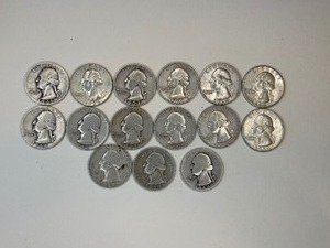 LOT OF 15 SILVER QUARTERS MIXED DATES