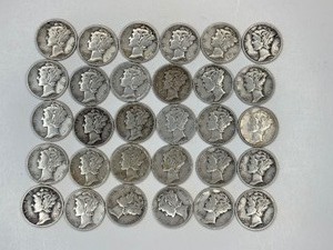 LOT OF 30 MERCURY DIMES MIXED DATES