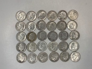 LOT OF 30 SILVER DIMES MIXED DATES