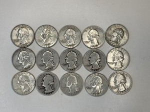 LOT OF 15 SILVER QUARTERS MIXED DATES