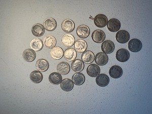 LOT OF 30 SILVER DIMES MIXED DATES