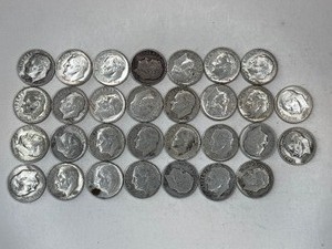 LOT OF 30 SILVER DIMES MIXED DATES