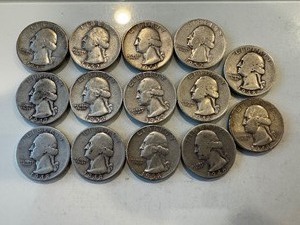 LOT OF 14 SILVER QUARTERS MIXED DATES