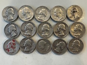 LOT OF 15 SILVER QUARTERS MIXED DATES