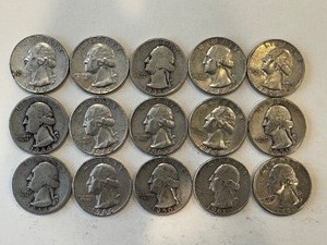LOT OF 15 SILVER QUARTERS MIXED DATES