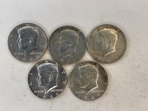LOT OF 5 KENNEDY HALF SILVER DOLLARS MIXED DATES