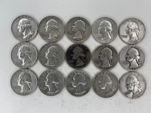 LOT OF 15 SILVER QUARTERS MIXED DATES