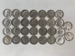 LOT OF 30 SILVER DIMES MIXED DATES
