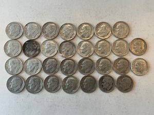 LOT OF 30 SILVER DIMES MIXED DATES