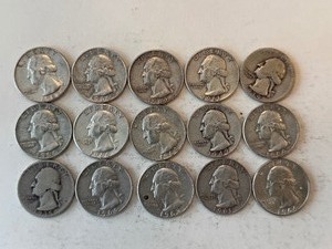 LOT OF 15 SILVER QUARTERS MIXED DATES