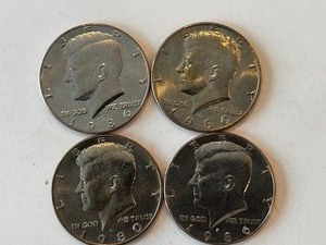 LOT OF 4 KENNEDY HALF DOLLARS MIXED DATES - P