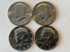 LOT OF 4 KENNEDY HALF DOLLARS MIXED DATES
