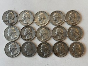 LOT OF 15 SILVER QUARTERS MIXED DATES