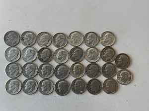 LOT OF 30 SILVER DIMES MIXED DATES