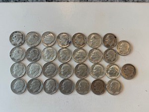 LOT OF 30 SILVER DIMES MIXED DATES
