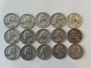LOT OF 15 SILVER QUARTERS MIXED DATES