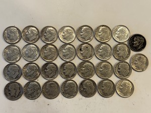 LOT OF 30 SILVER DIMES MIXED DATES