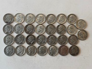 LOT OF 30 SILVER DIMES MIXED DATES