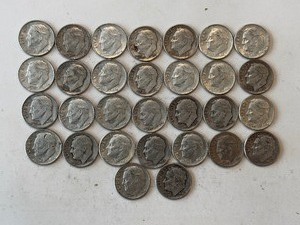 LOT OF 30 SILVER DIMES MIXED DATES