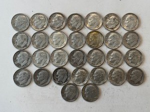 LOT OF 30 SILVER DIMES MIXED DATES