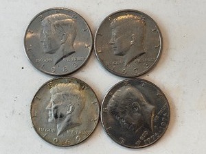 LOT OF 4 KENNEDY HALF DOLLARS MIXED DATES - D