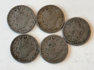 LOT OF 5 LIBERTY NICKELS MIXED DATES