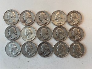 LOT OF 15 SILVER QUARTERS MIXED DATES