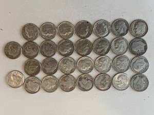 LOT OF 30 SILVER DIMES MIXED DATES