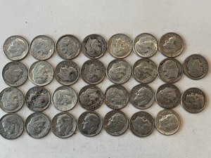 LOT OF 30 SILVER DIMES MIXED DATES