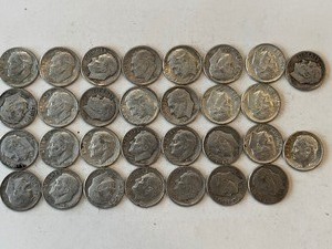 LOT OF 30 SILVER DIMES MIXED DATES
