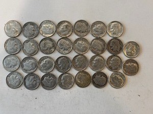 LOT OF 30 SILVER DIMES MIXED DATES