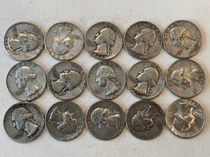 LOT OF 15 SILVER QUARTERS MIXED DATES
