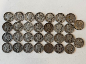 LOT OF 30 MERCURY DIMES MIXED DATES