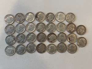 LOT OF 30 SILVER DIMES MIXED DATES