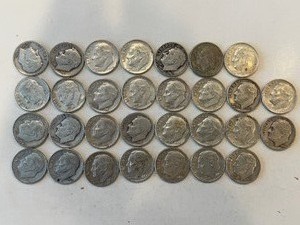 LOT OF 30 SILVER DIMES MIXED DATES