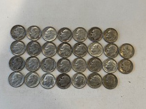 LOT OF 30 SILVER DIMES MIXED DATES