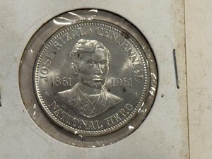 1961 PHILIPPINES SILVER 1 PESO COIN