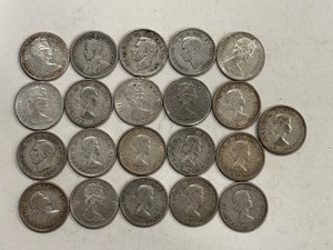 LOT OF 21 CANADIAN SILVER DIMES MIXED DATES
