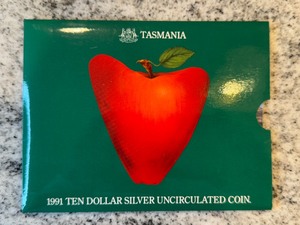 1991 TASMANIA TEN DOLLAR SILVER UNCIRCULATED COIN