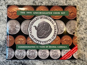 1991 UNCIRCULATED COIN SET COMMEMORATING 25 YEARS OF DECIMAL CURRENCY