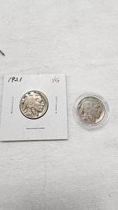 lot 243 image: 1921 and 1930 Buffalo Nickel