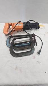 lot 290 image: Reciprocating saw and C clamps